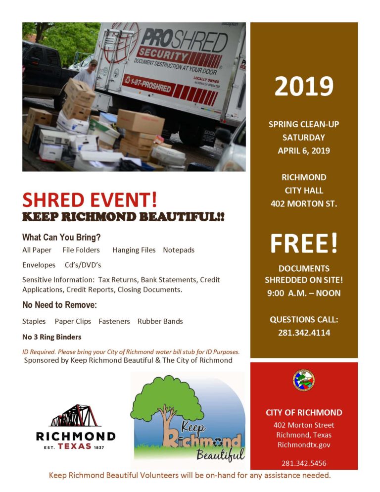 Annual Document Shred Event The City of Richmond Fort Bend County Municipal Utility District 140